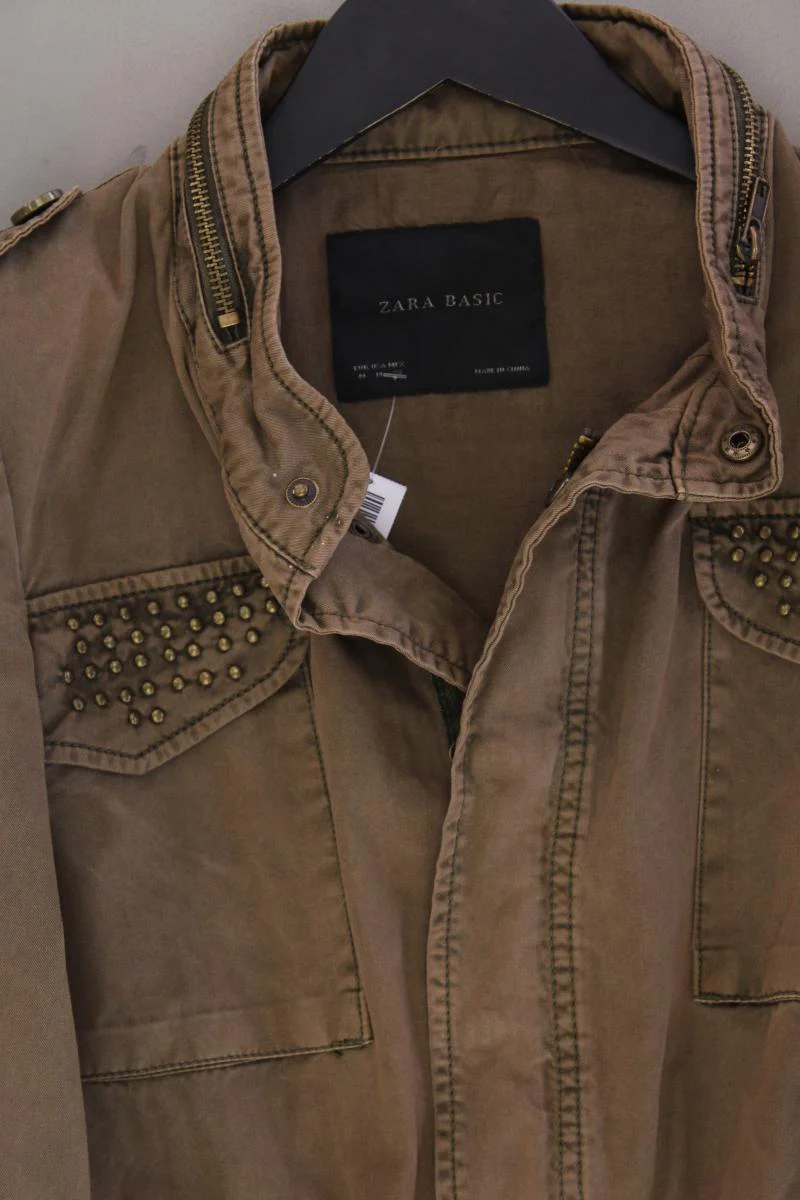 Zara Übergangsjacke Gr. M mit Nieten braun aus Baumwolle - Image 2