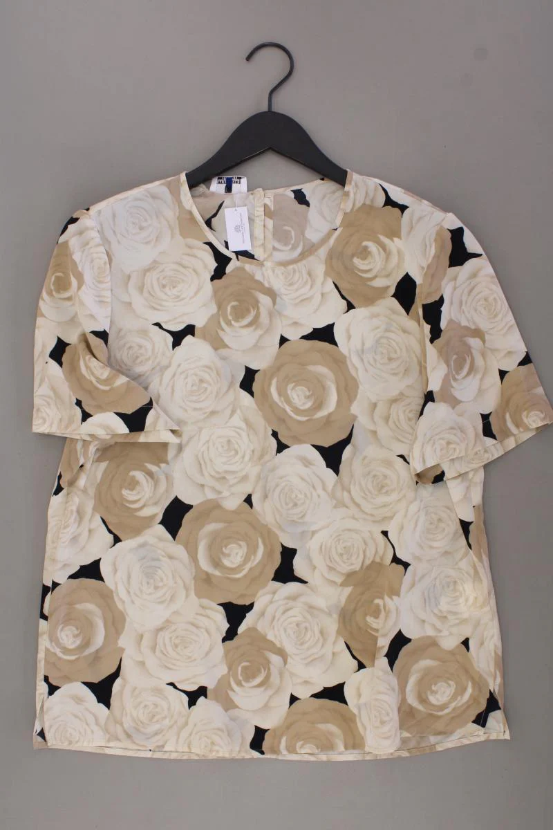 FRANKENWÄLDER Kurzarmbluse Gr. 42 mit Blumenmuster Vintage creme aus Polyester