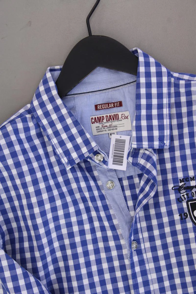 Camp David Karohemd für Herren Gr. M/L kariert Langarm blau aus Baumwolle - Image 2