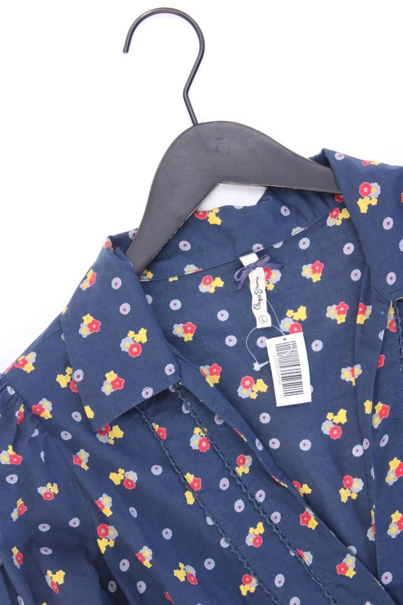 Pepe Jeans Polokleid Gr. L mit Blumenmuster Langarm blau aus Baumwolle - Image 2