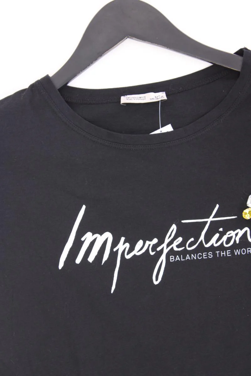 Zara Printshirt Gr. S Kurzarm schwarz aus Baumwolle - Image 2