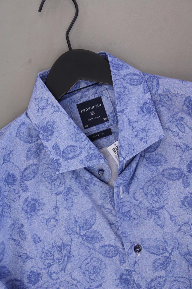 Profuomo Langarmhemd für Herren Gr. Hemdgröße 43 mit Blumenmuster neuwertig blau - Image 2