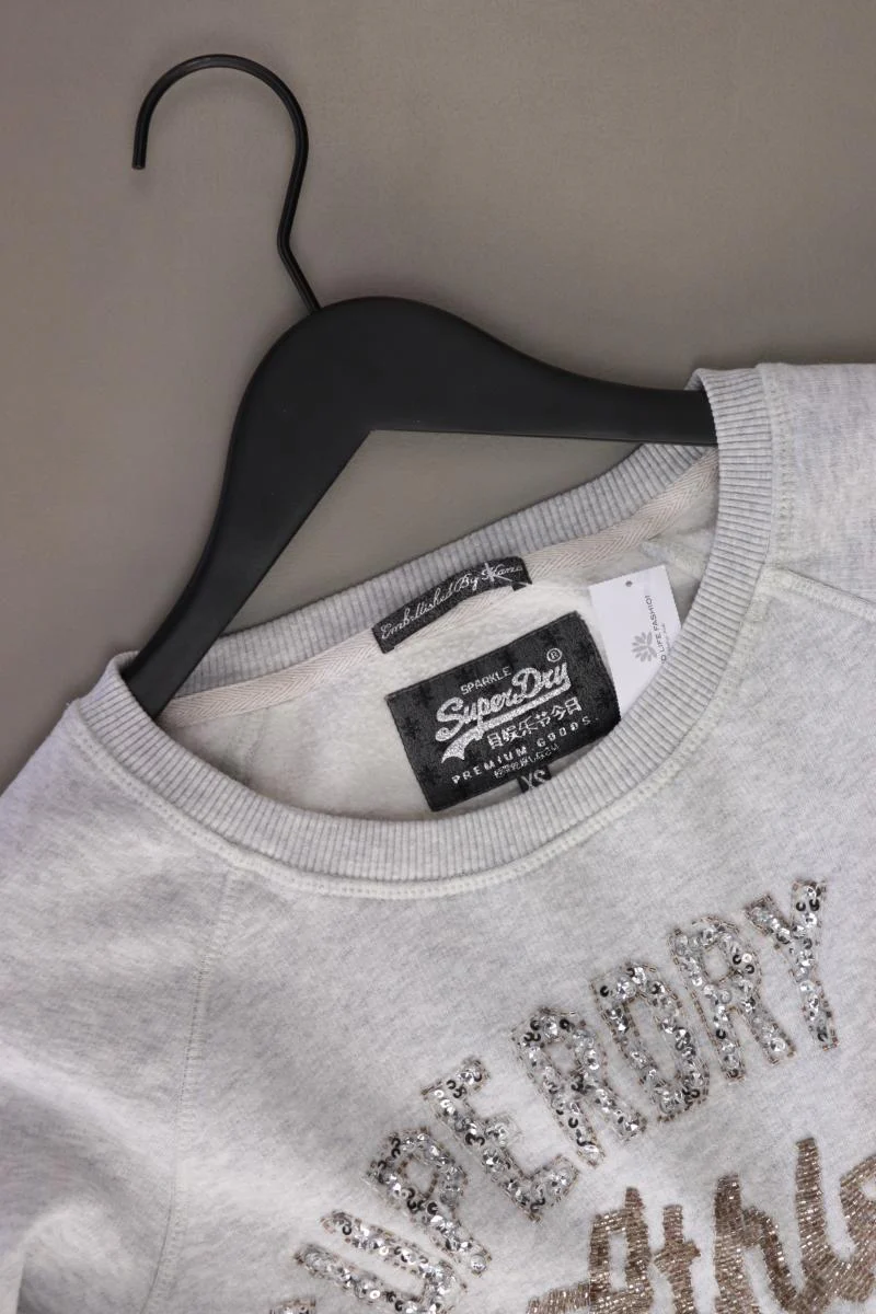 Superdry Langarmpullover Gr. XS mit Pailletten grau aus Baumwolle - Image 3