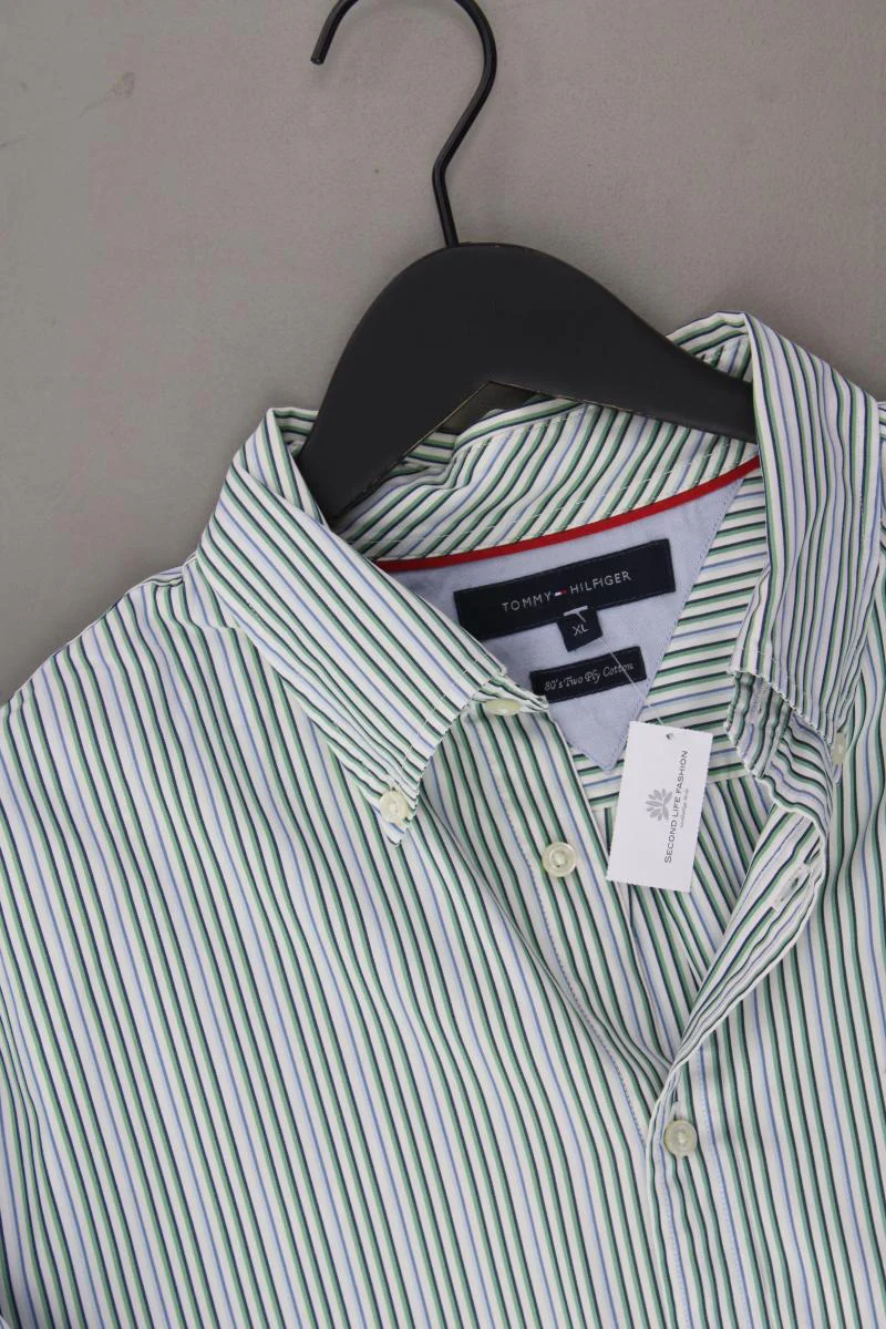 Tommy Hilfiger Langarmhemd für Herren Gr. XL gestreift grün aus Baumwolle - Image 2