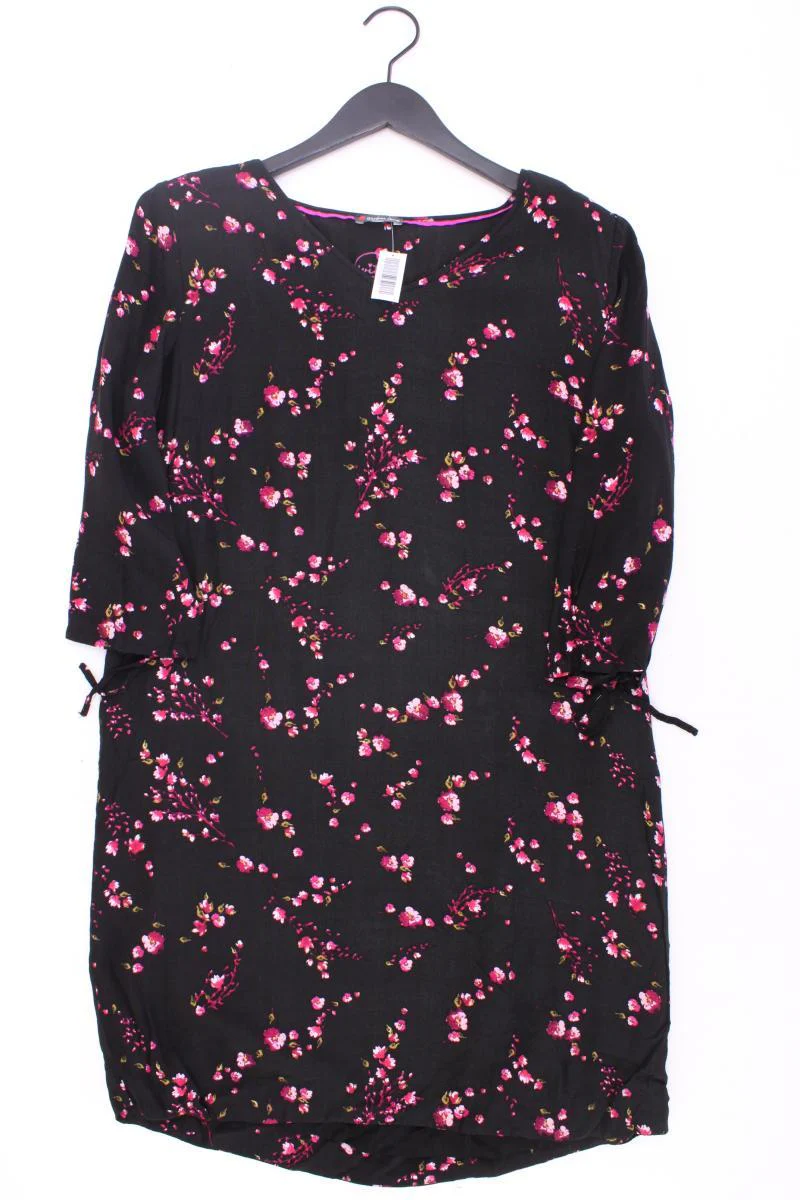 Street One Midikleid Gr. 40 mit Blumenmuster 3/4 Ärmel schwarz aus Viskose