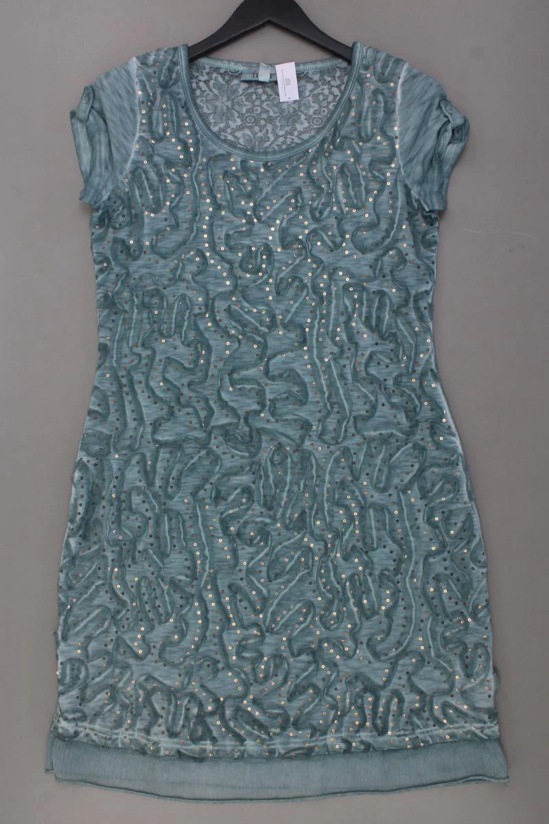 Tesini Kurzarmkleid Gr. 40 mit Pailletten türkis aus Viskose