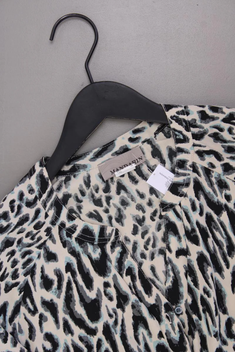 Mandarin Langarmbluse Gr. 42 mit Tierdruck creme aus Polyester - Image 2