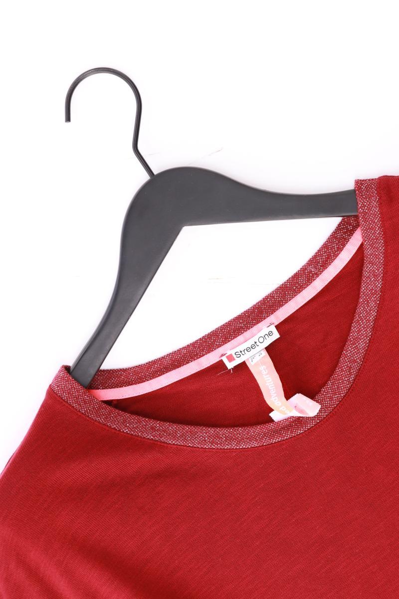 Street One T-Shirt Gr. 42 Kurzarm mit Glitzer rot aus Viskose - Image 3