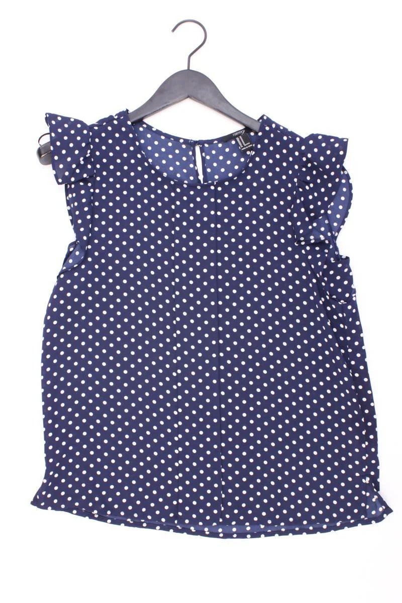 forever 21 Chiffonbluse Gr. M gepunktet Kurzarm blau aus Polyester