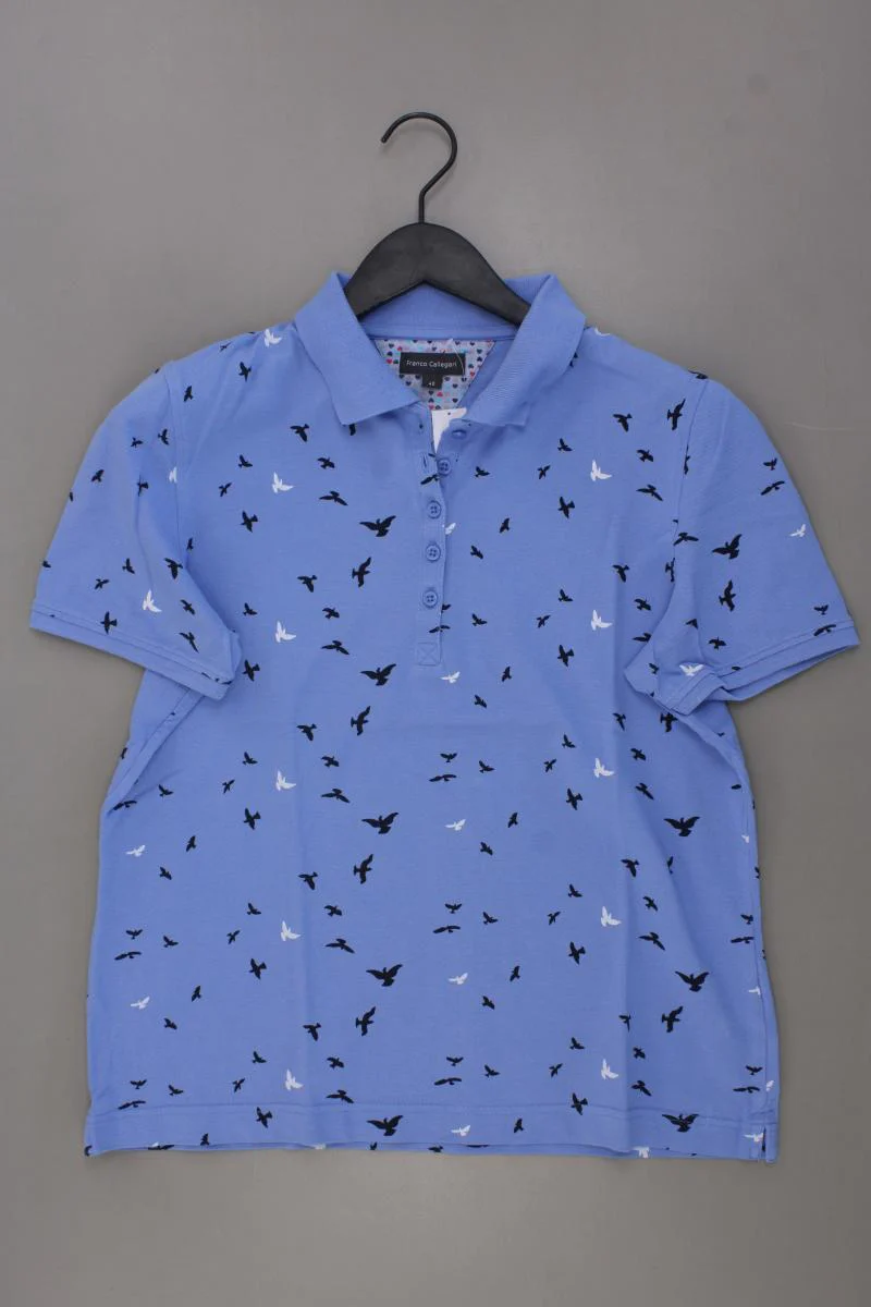 Franco Callegari Poloshirt mit Vogelmuster Gr. 40 Kurzarm blau aus Baumwolle