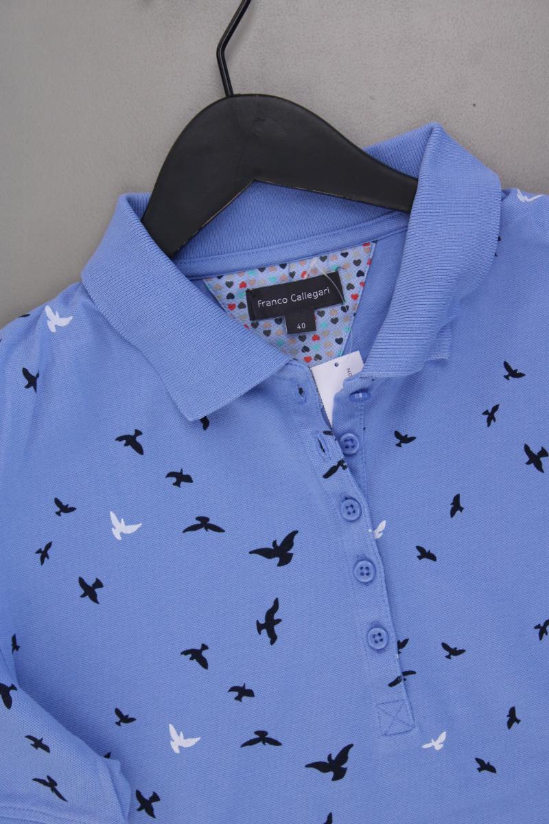 Franco Callegari Poloshirt mit Vogelmuster Gr. 40 Kurzarm blau aus Baumwolle - Image 2