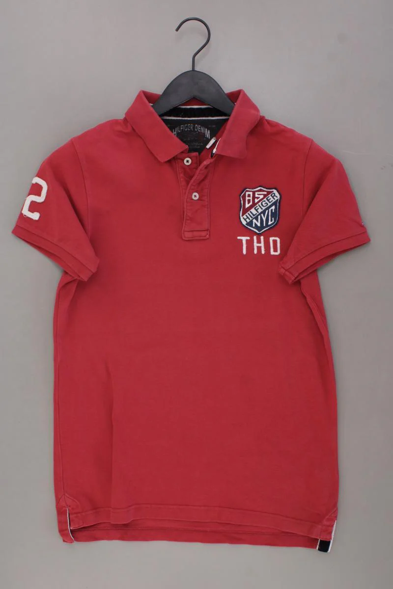 Hilfiger Denim Poloshirt für Herren Gr. S Kurzarm rot aus Baumwolle
