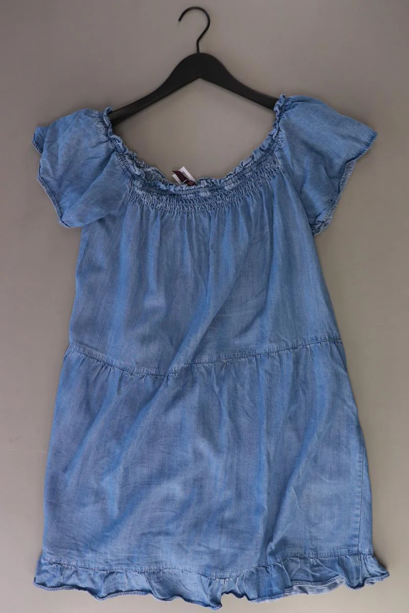 Superdry Kurzarmkleid Gr. 42 mit Carmen-Ausschnitt blau aus Lyocell