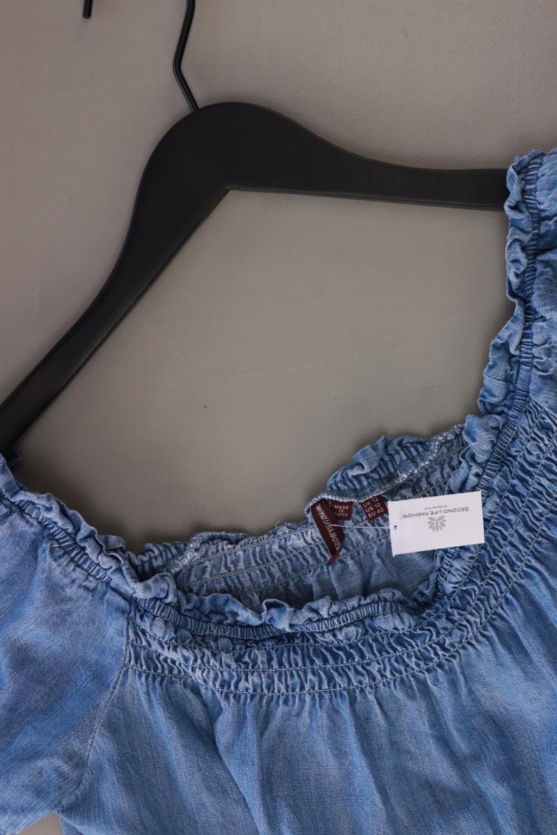 Superdry Kurzarmkleid Gr. 42 mit Carmen-Ausschnitt blau aus Lyocell - Image 3