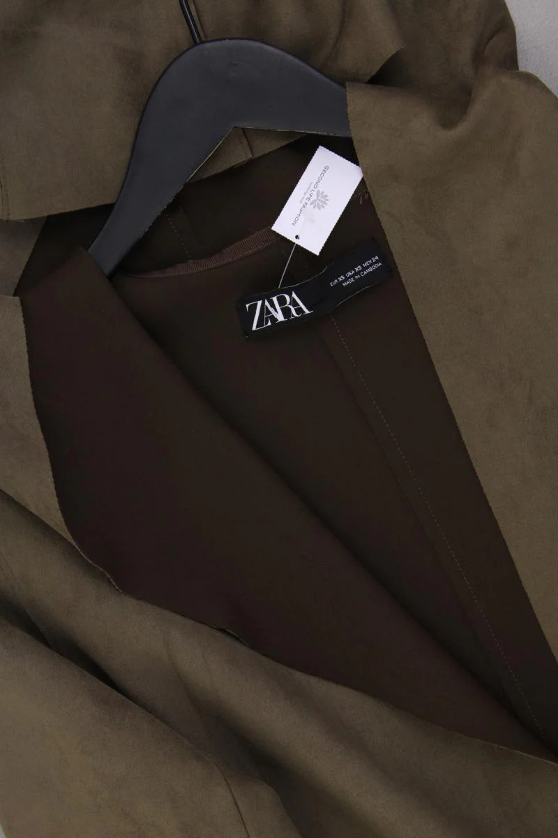 Zara Mantel in Wildlederoptik Gr. XS neuwertig olivgrün aus Polyester - Image 2
