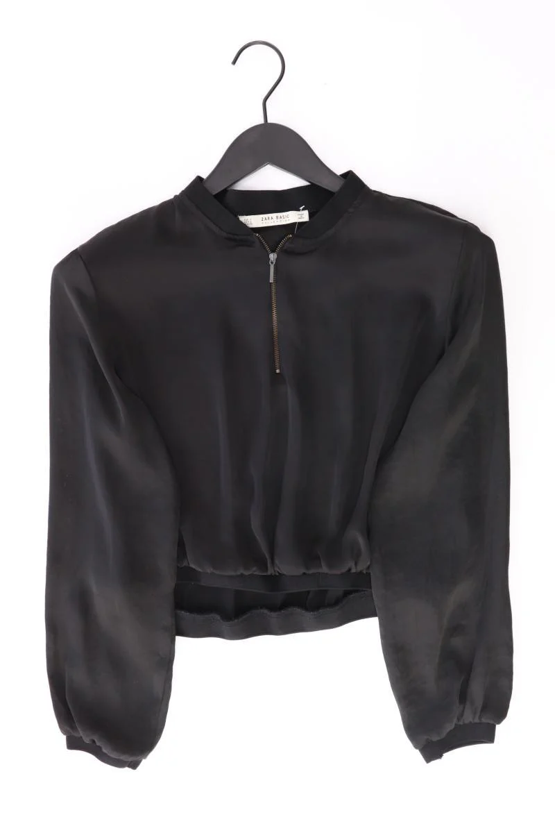 Zara Langarmbluse Gr. S mit Blumenmuster schwarz aus Polyester