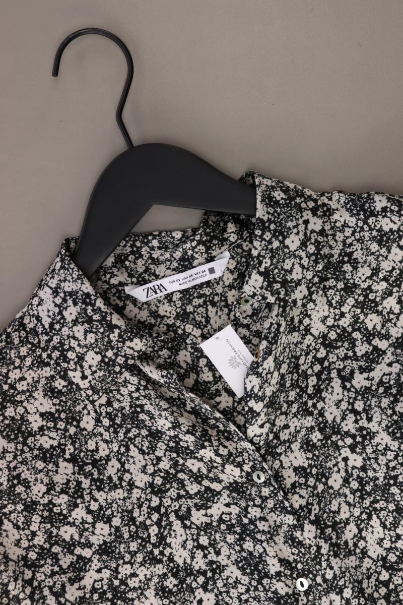 Zara Langarmbluse Gr. XS mit Blumenmuster mit Gürtel grau aus Polyester - Image 3