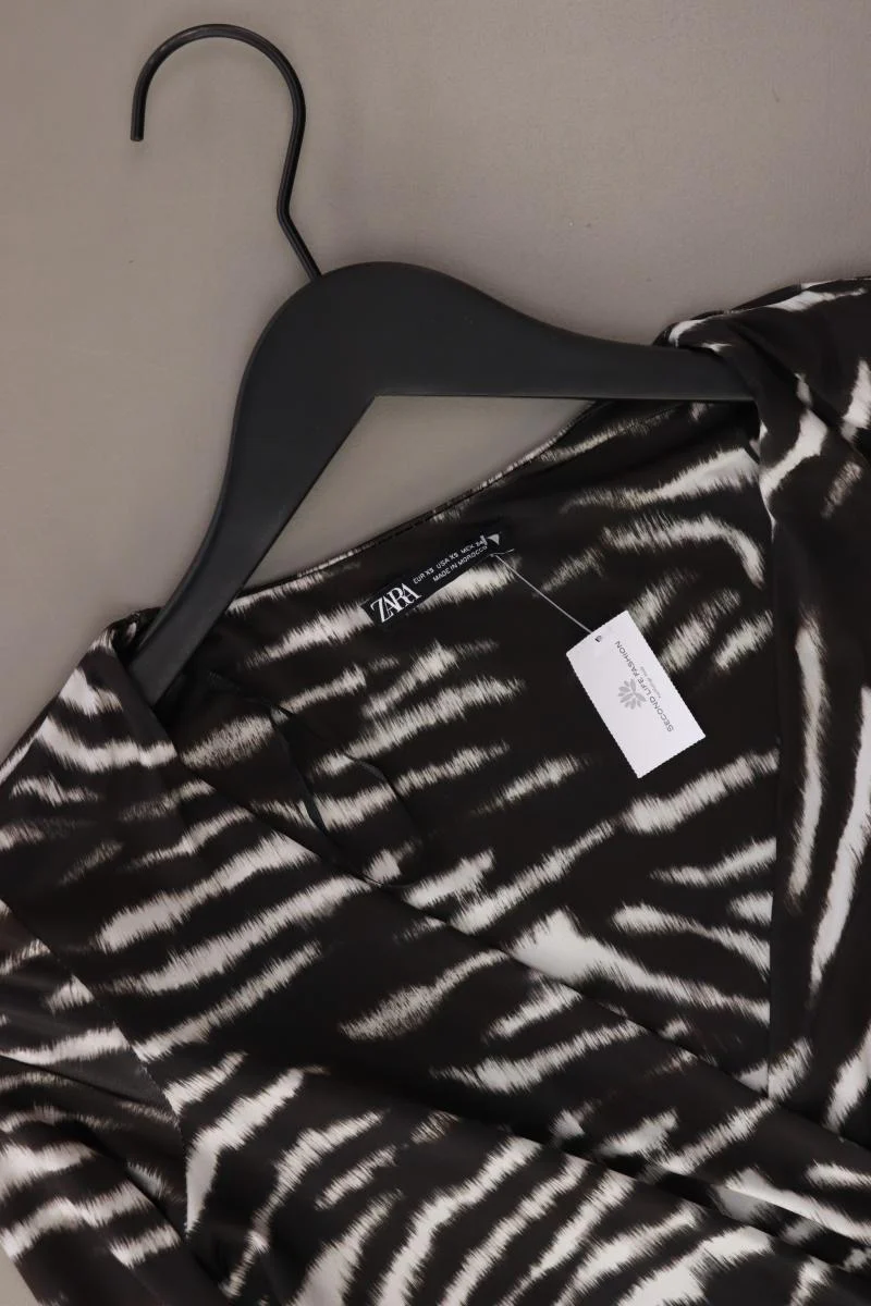 Zara Langarmkleid Gr. XS mit Tierdruck schwarz aus Polyester - Image 3