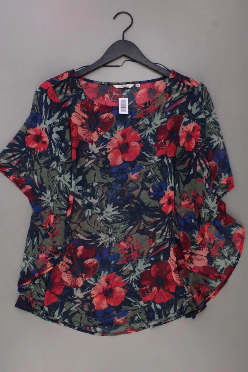 Tom Tailor Chiffonbluse Gr. 40 mit Blumenmuster Kurzarm mehrfarbig aus Polyester
