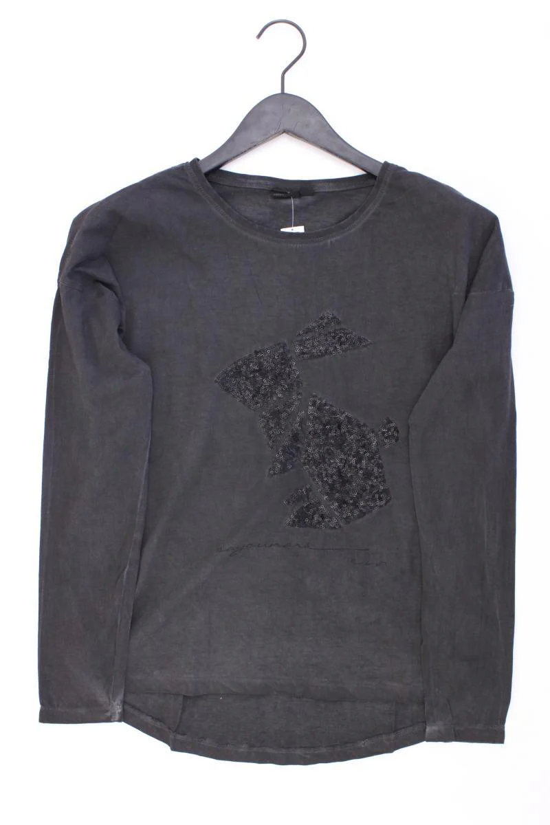 Eight2Nine Longsleeve-Shirt Gr. S Langarm mit Pailletten grau aus Baumwolle
