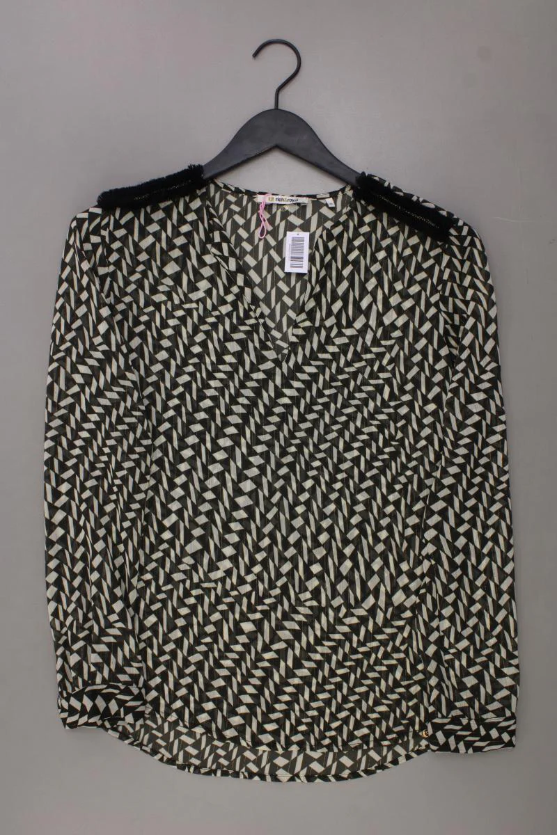 Rich&Royal Chiffonbluse Gr. 36 geometrisches Muster Langarm olivgrün