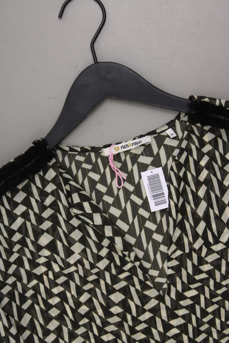 Rich&Royal Chiffonbluse Gr. 36 geometrisches Muster Langarm olivgrün - Image 2