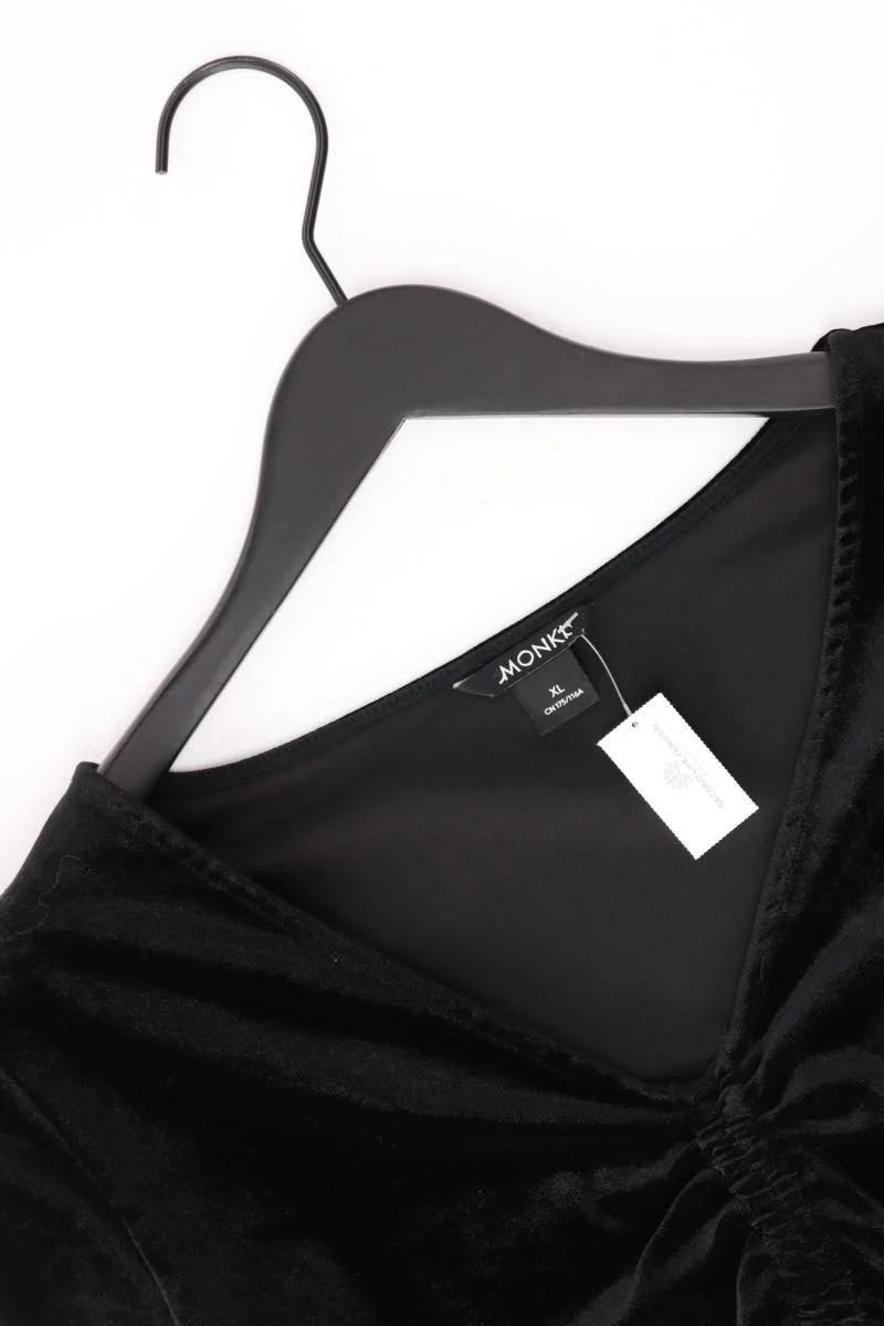 Monki Shirt mit V-Ausschnitt Gr. XL Langarm schwarz aus Polyester - Image 3