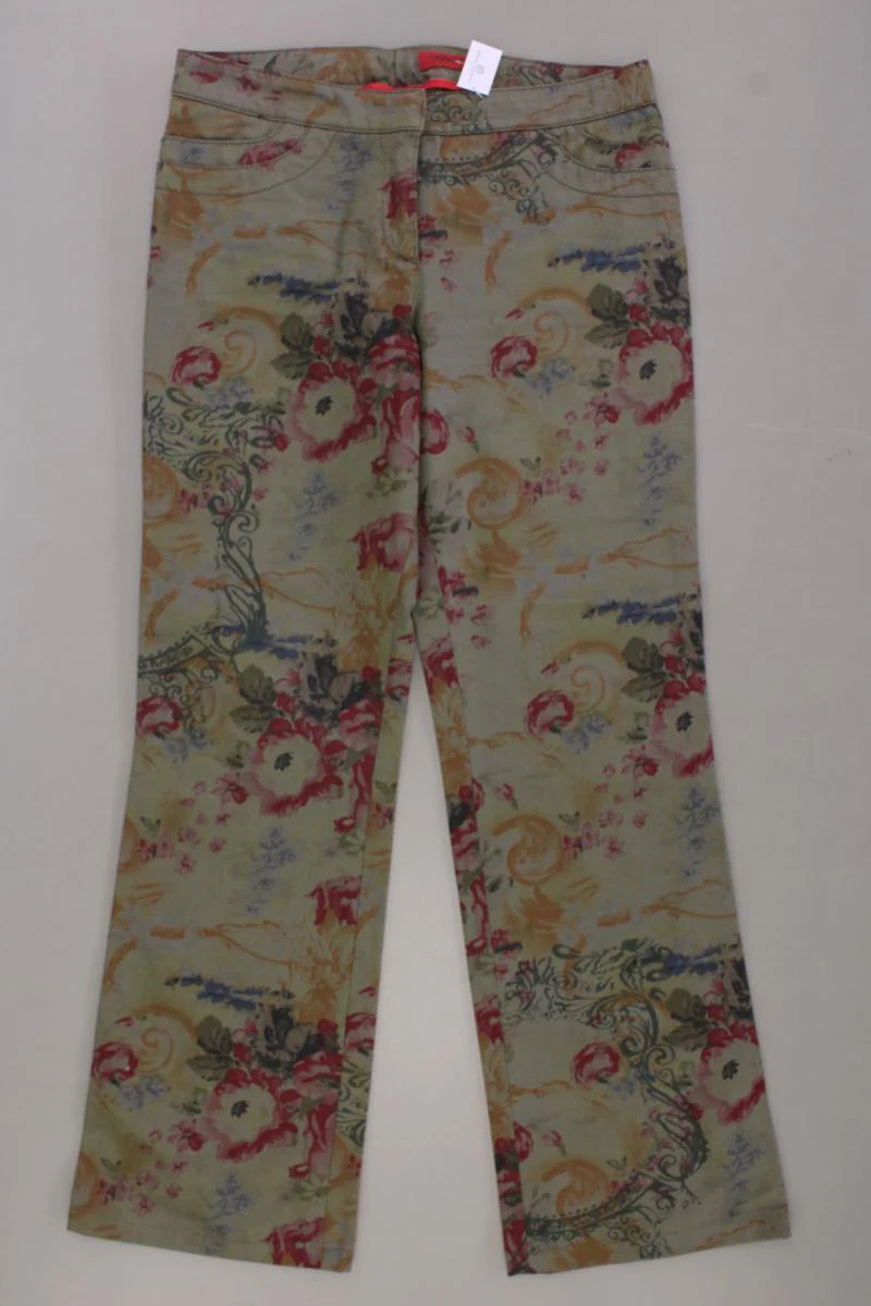 Hugo Boss Hose Gr. 38 mit Blumenmuster olivgrün aus Baumwolle