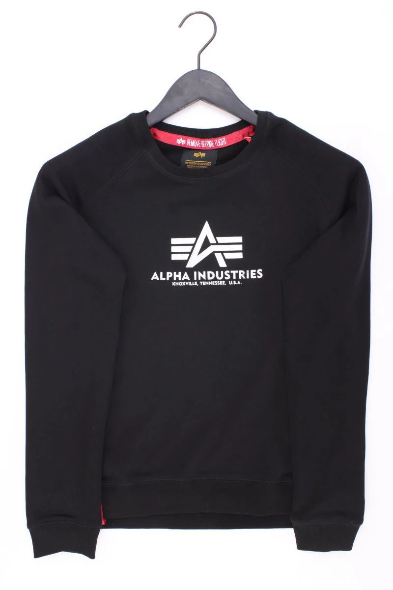 ALPHA INDUSTRIES Langarmpullover für Herren Gr. S schwarz aus Baumwolle