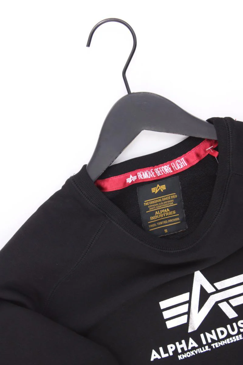 ALPHA INDUSTRIES Langarmpullover für Herren Gr. S schwarz aus Baumwolle - Image 2