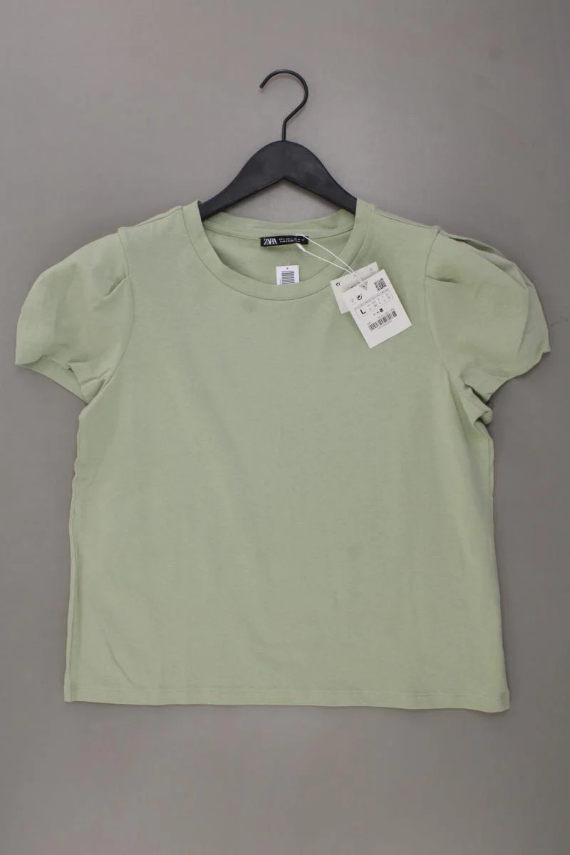 Zara T-Shirt Gr. L neu mit Etikett Kurzarm grün aus Baumwolle