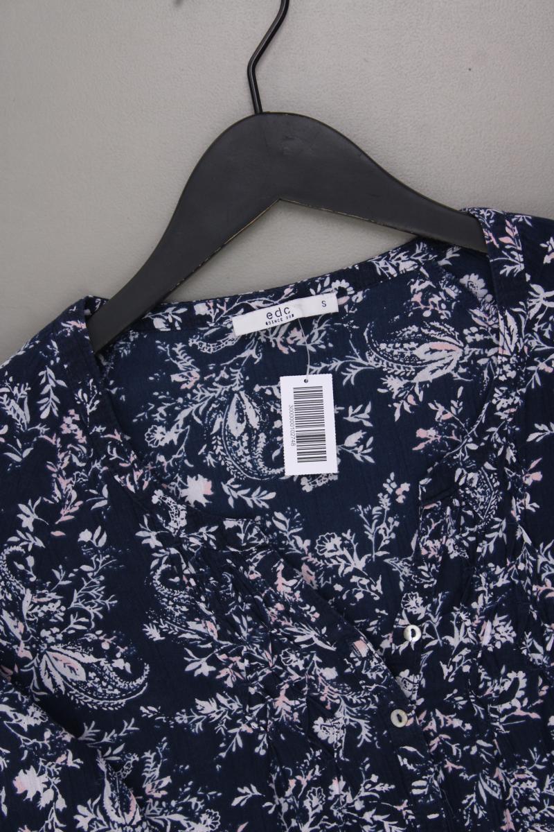 edc by Esprit Classic Bluse Gr. S mit Blumenmuster 3/4 Ärmel blau aus Baumwolle - Image 2