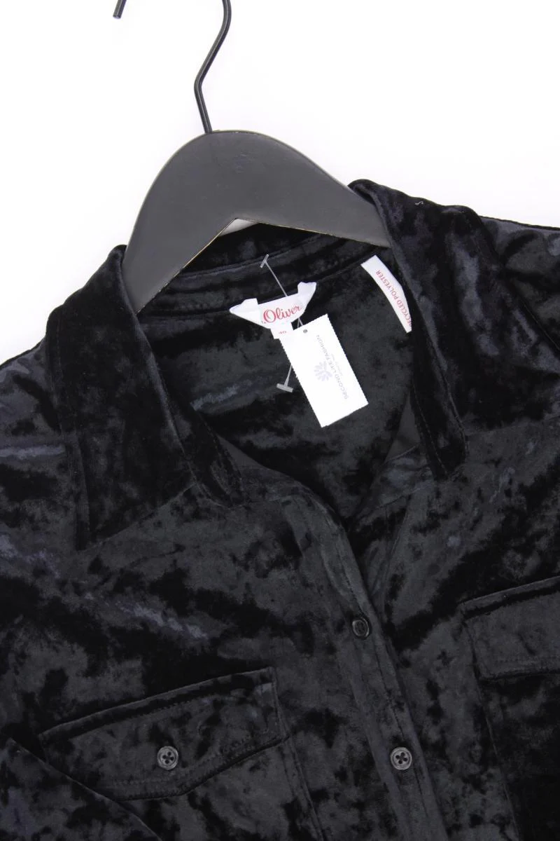 s.Oliver Samtbluse Gr. 40 Langarm schwarz aus Polyester - Image 2