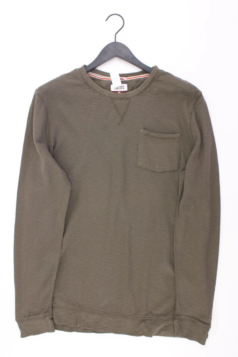 Hilfiger Denim Feinstrickpullover für Herren Gr. XL olivgrün aus Baumwolle