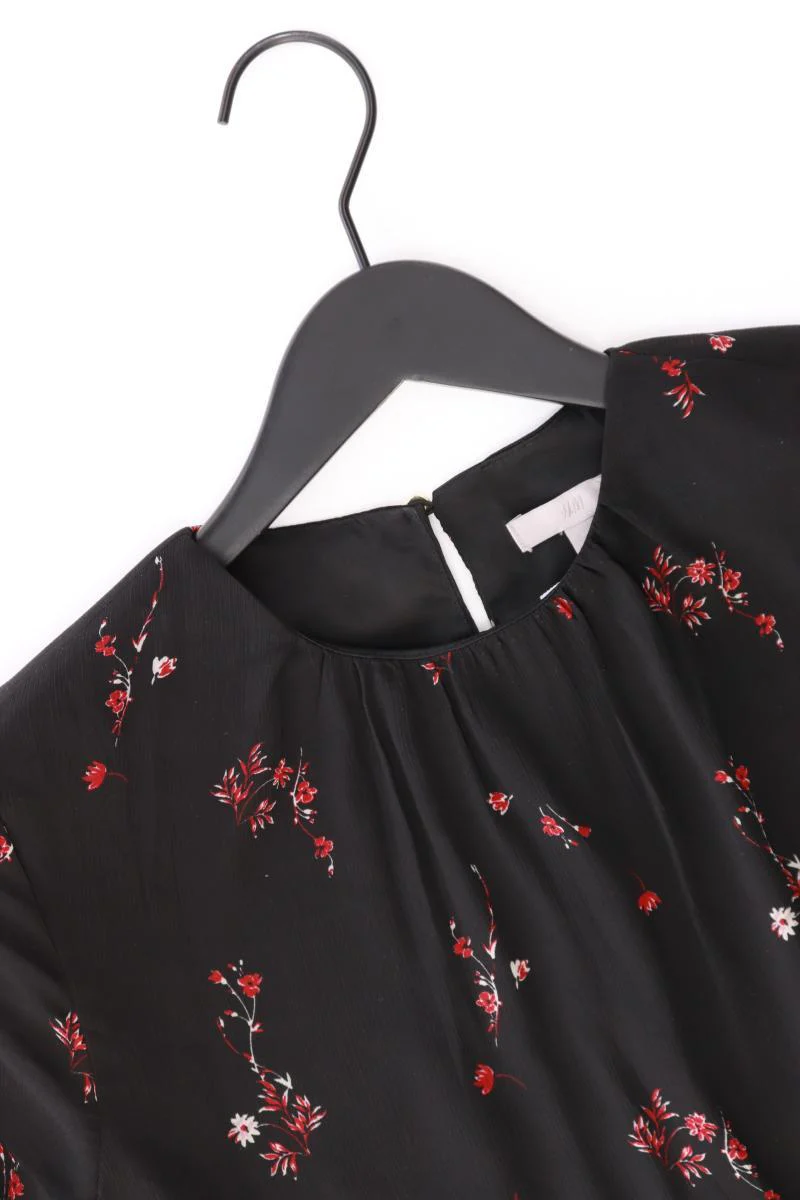 H&M Kleid Gr. 38 mit Blumenmuster Langarm schwarz aus Polyester - Image 3