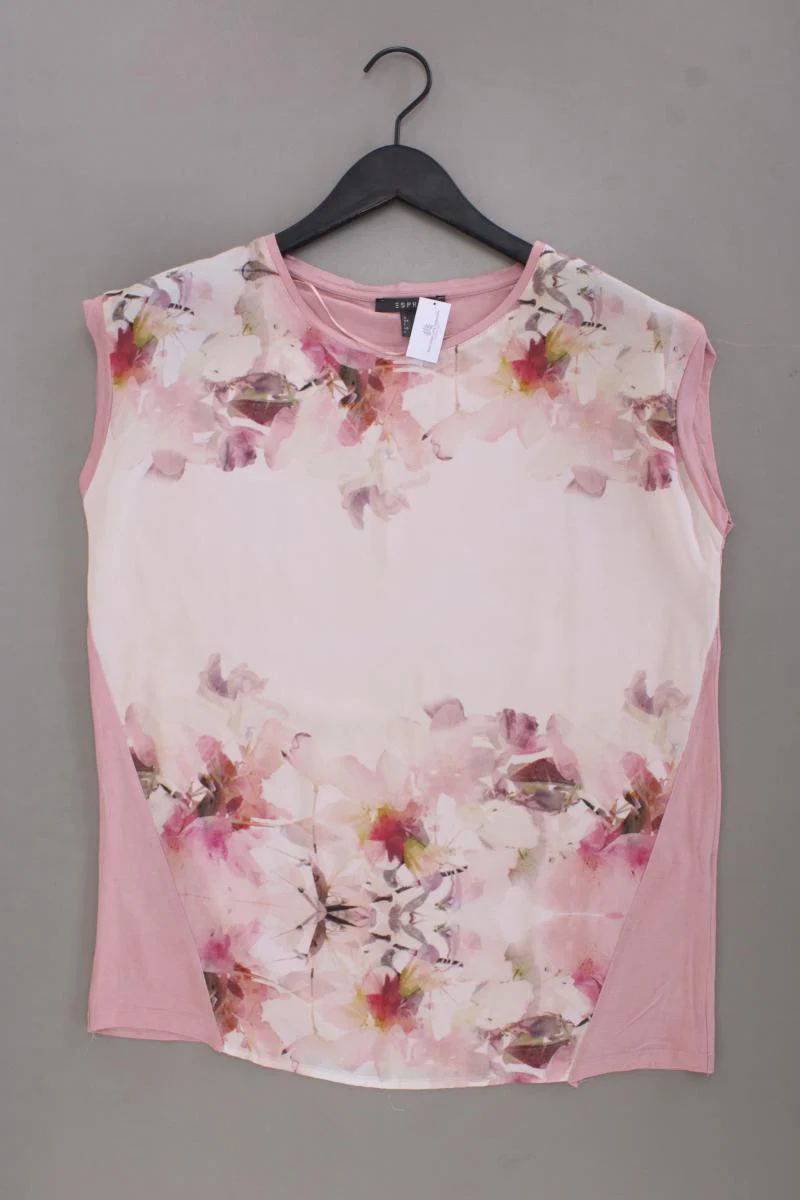 Esprit Kurzarmbluse Gr. M mit Blumenmuster rosa aus Polyester