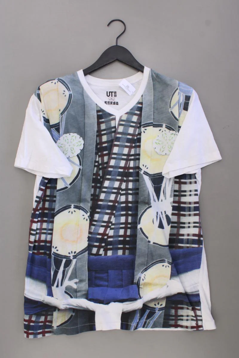 Uniqlo Printshirt für Herren Gr. XL Kurzarm weiß