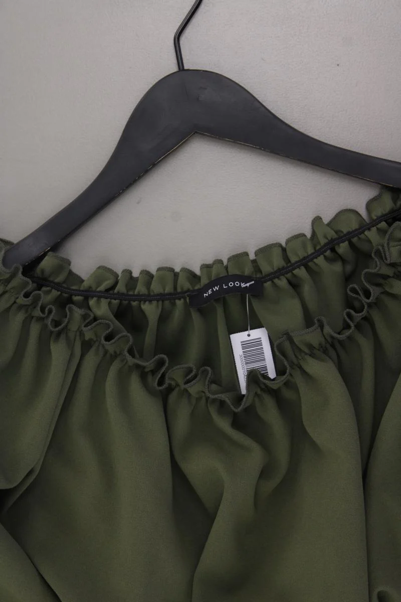 New Look Cropped Bluse Gr. 40 neuwertig 3/4 Ärmel mit Carmen-Ausschnitt olivgrün - Image 2