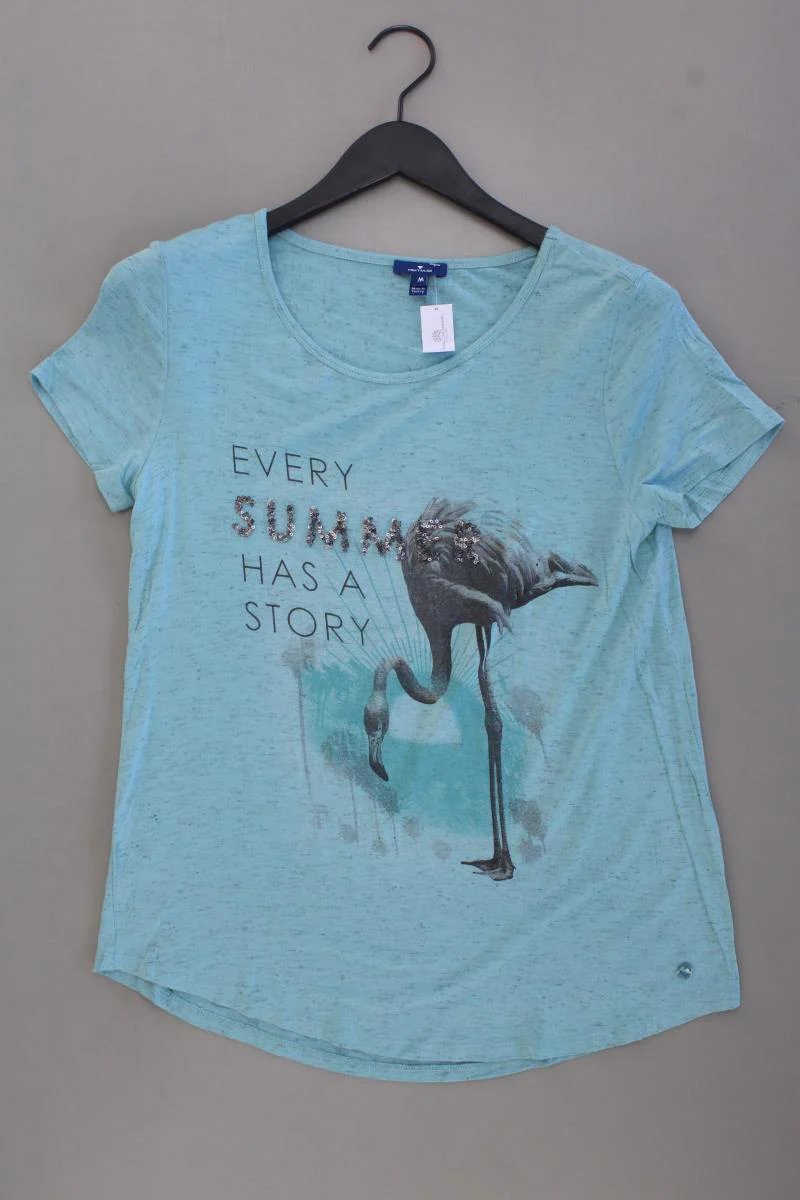 Tom Tailor Printshirt Gr. M Kurzarm türkis