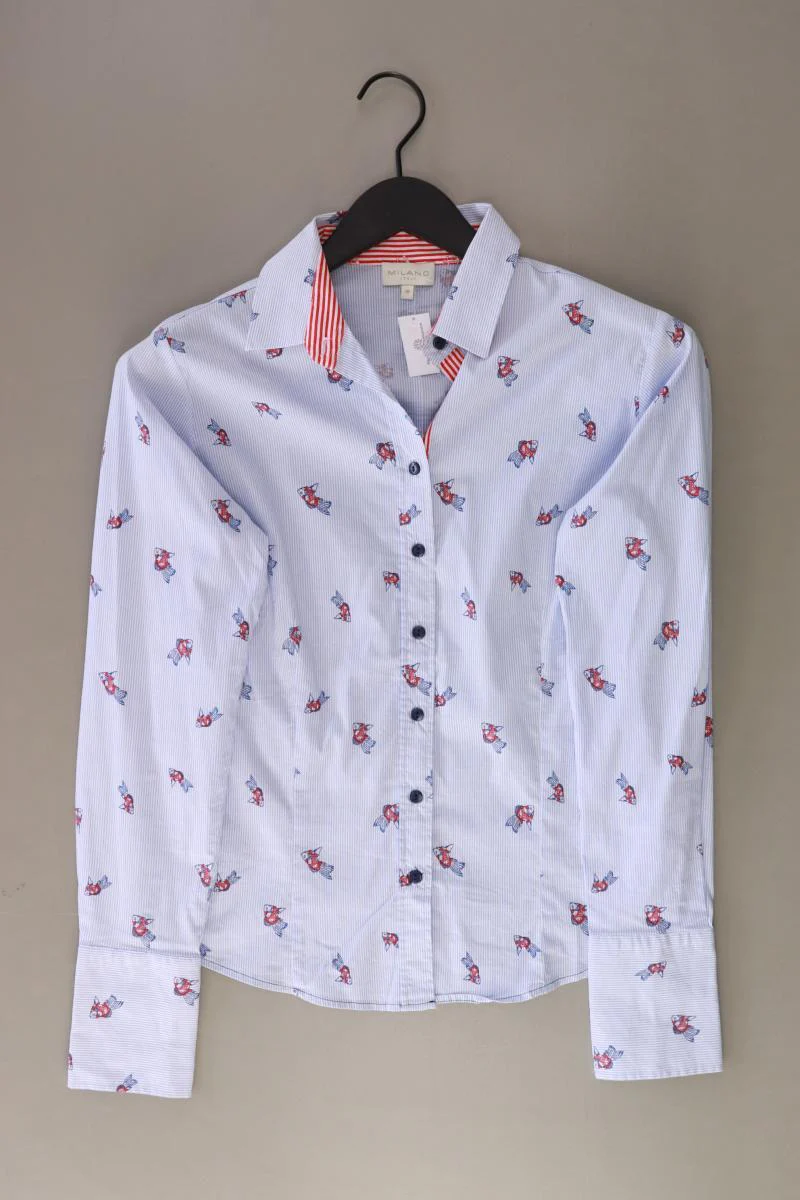 MILANO Bluse mit Fischmuster Gr. 36 gestreift neuwertig Langarm blau