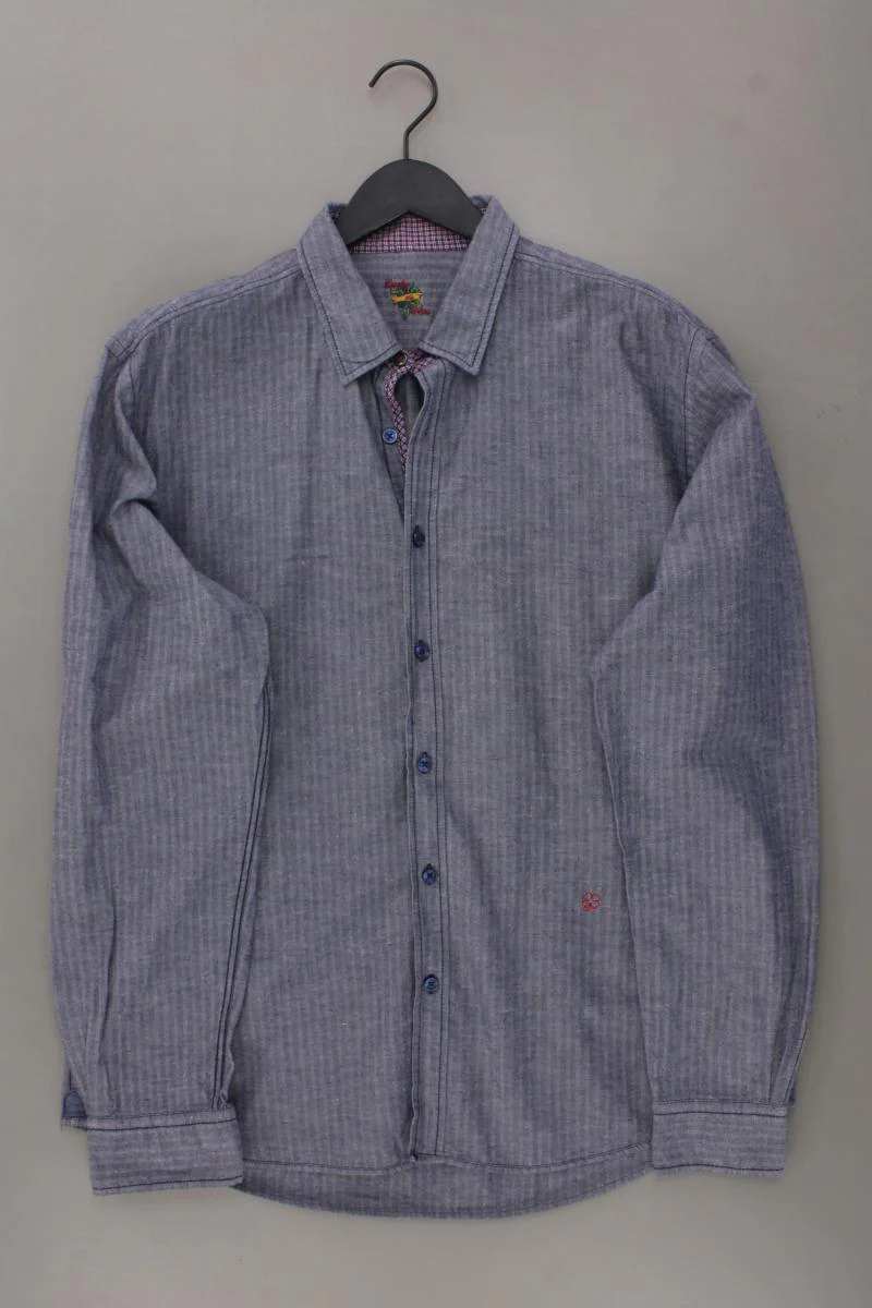 Lucky de Luca Langarmhemd für Herren Gr. XL blau aus Baumwolle