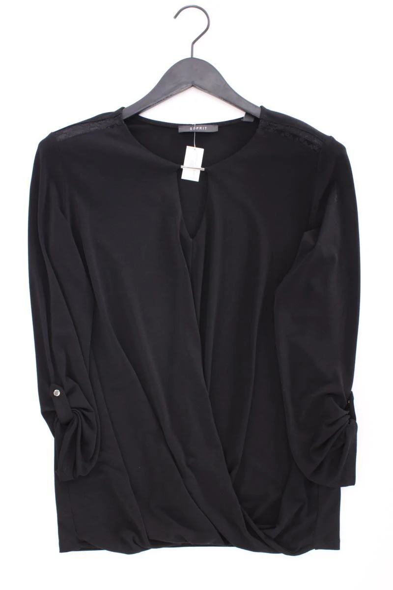 Esprit Classic Shirt Gr. M neuwertig 3/4 Ärmel schwarz aus Polyester