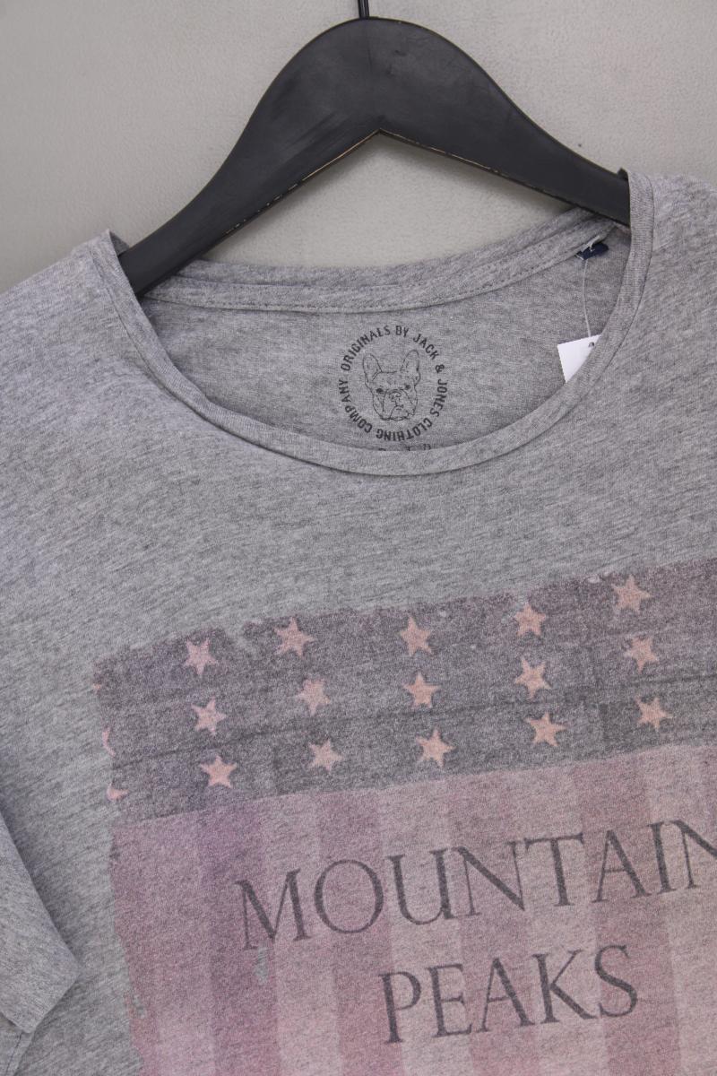 Jack & Jones Printshirt für Herren Gr. L Kurzarm grau aus Baumwolle - Image 2