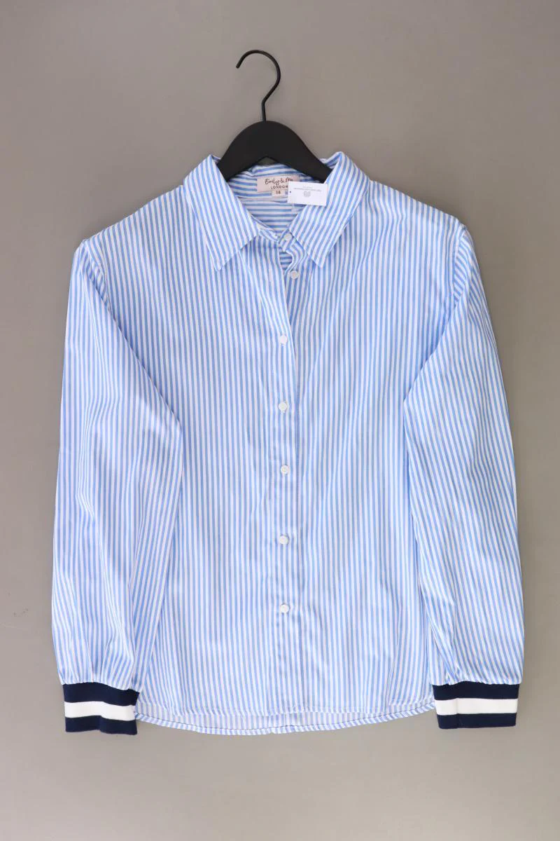 Emily & me Bluse Gr. UK 14 (M) gestreift Langarm blau aus Polyester