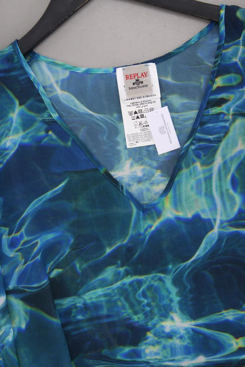 Replay Strandkleid Gr. 42 mit Gürtel Kurzarm blau aus Polyester - Image 2