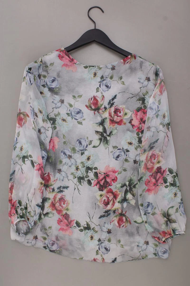 Zabaione Chiffonbluse Gr. M/L mit Blumenmuster Langarm grau aus Polyester - Image 3