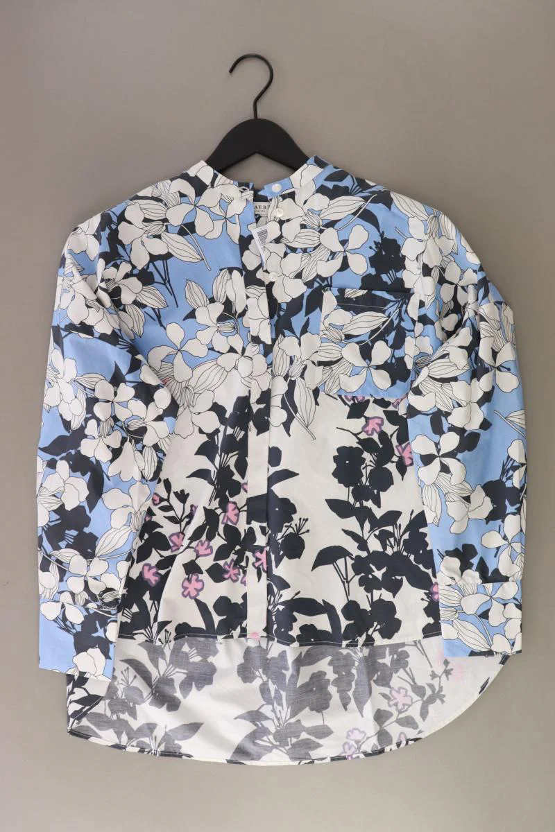 MAERZ München Langarmbluse Gr. 38 mit Blumenmuster neuwertig blau aus Baumwolle