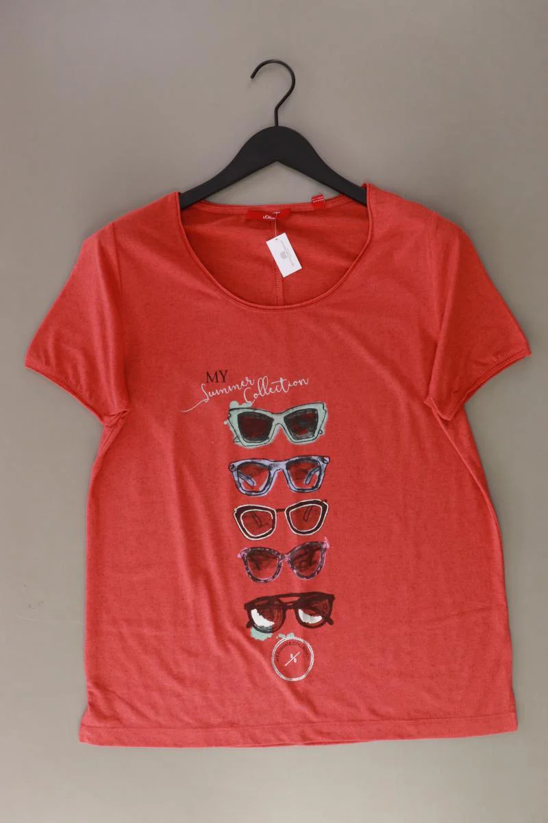 s.Oliver Printshirt Gr. 42 Kurzarm rot aus Baumwolle
