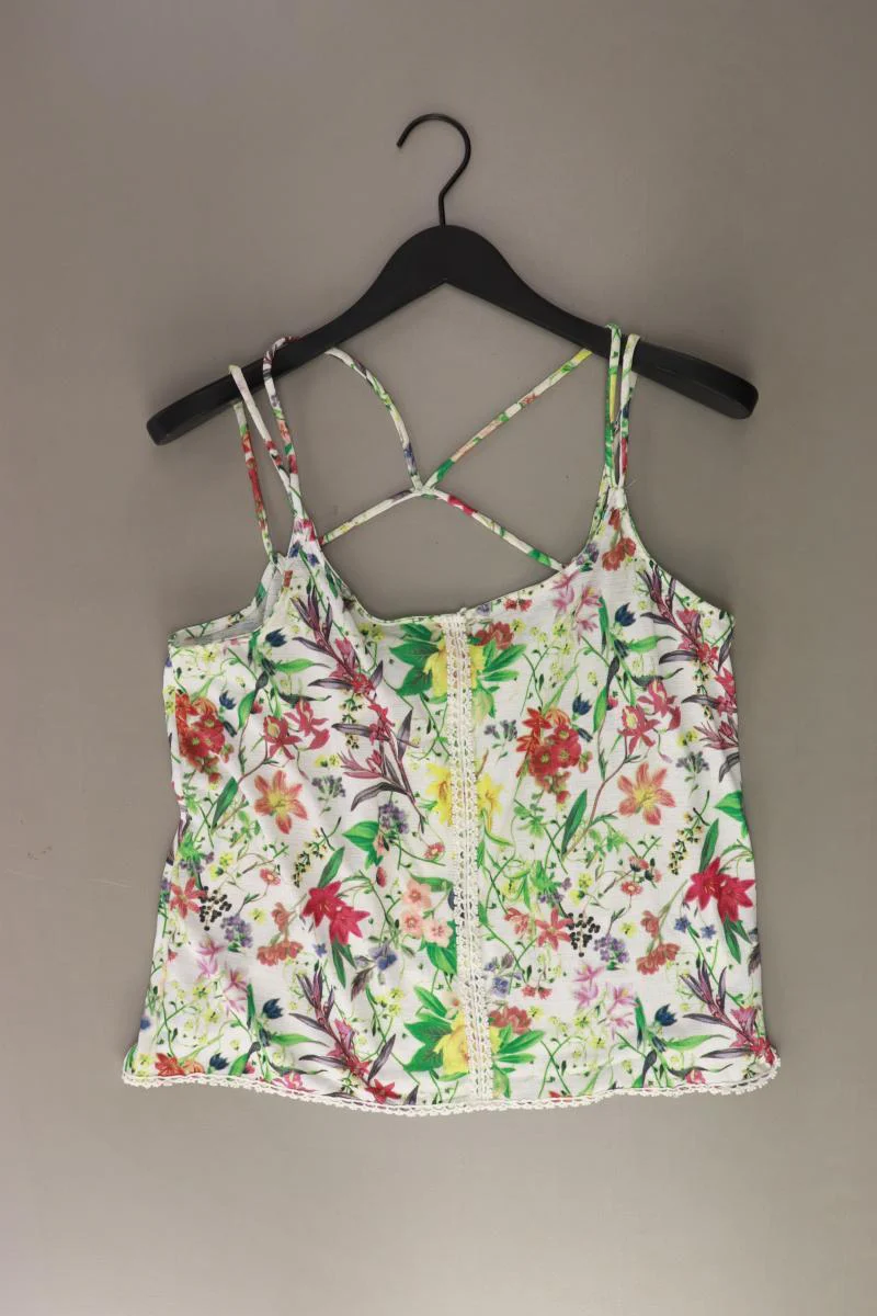 Pull&Bear Spaghetti-Top Gr. M mit Blumenmuster grün