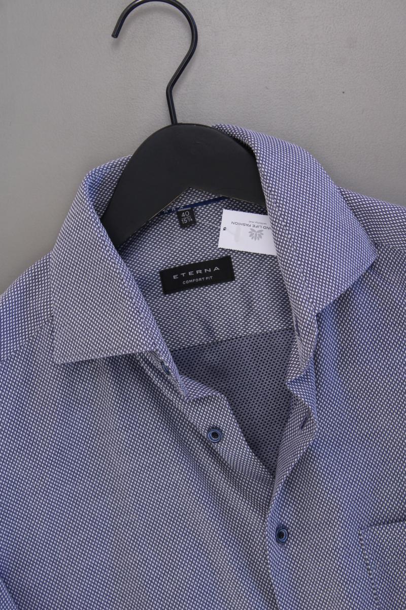 Eterna Langarmhemd für Herren Gr. Hemdgröße 40 neuwertig blau aus Baumwolle - Image 2